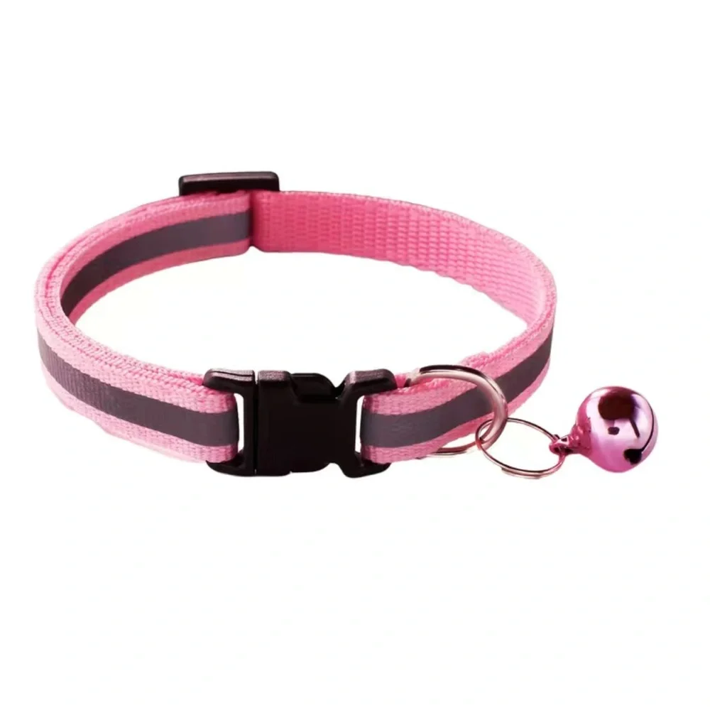 Cat or Small Dog Reflective Adjustable Collar with Bell and Quick Release Buckle
